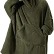 Hoodie Sweatshirt With Big Pocket Tops Sweater Comfortable Loose Double-Sided Fleece Thicker Wearable Blanket