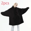 Hoodie Sweatshirt With Big Pocket Tops Sweater Comfortable Loose Double-Sided Fleece Thicker Wearable Blanket