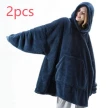 Hoodie Sweatshirt With Big Pocket Tops Sweater Comfortable Loose Double-Sided Fleece Thicker Wearable Blanket