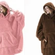 Hoodie Sweatshirt With Big Pocket Tops Sweater Comfortable Loose Double-Sided Fleece Thicker Wearable Blanket