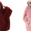 Hoodie Sweatshirt With Big Pocket Tops Sweater Comfortable Loose Double-Sided Fleece Thicker Wearable Blanket