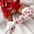 Winter Christmas Warm Knitted Women Stocking Beautiful Elk Snowflake Jacquard Over-the-knee Casual Long Socks For Ladies Gifts F