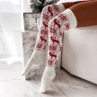 Winter Christmas Warm Knitted Women Stocking Beautiful Elk Snowflake Jacquard Over-the-knee Casual Long Socks For Ladies Gifts F