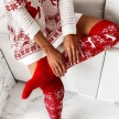 Winter Christmas Warm Knitted Women Stocking Beautiful Elk Snowflake Jacquard Over-the-knee Casual Long Socks For Ladies Gifts F