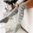 Winter Christmas Warm Knitted Women Stocking Beautiful Elk Snowflake Jacquard Over-the-knee Casual Long Socks For Ladies Gifts F