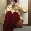 Over Knee High Fuzzy Long Socks Winter Warm Cold Leg Knee Joint Cold-proof Stockings Home Floor Sleeping Socks