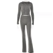 Hoodie Suit Sports Leisure Sexy Zip Long Sleeve Sweater And High Waist Long Pants Set Women's Clothing