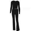 Hoodie Suit Sports Leisure Sexy Zip Long Sleeve Sweater And High Waist Long Pants Set Women's Clothing