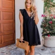 Lace Dresses With Pocket Summer Sleeveless Jacquard Cutout V-Neck Beach Dress
