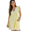 Lace Dresses With Pocket Summer Sleeveless Jacquard Cutout V-Neck Beach Dress
