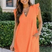 Lace Dresses With Pocket Summer Sleeveless Jacquard Cutout V-Neck Beach Dress