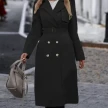 Lapel Double-breasted Trench Coat With Belt Winter Fashion Solid Color Long Jacket Outwear Women Clothing