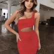 Slim One-shoulder Short Dress Sexy Fashion Hollow Mini Dresses For Women