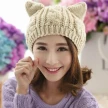 Hand Made 3D Cute Knitted Cat Ear Beanie For Winter