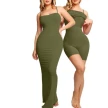 Women's Shapewear Dress Jumpsuit Tummy Tuck Lift Corset Open Crotch Suspender Tight Long Skirt Chest Pad Bodysuit Dress