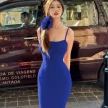 Spaghetti Strap Long Dress Women Sexy Slim Skinny Bodycon Party Club Suspender Casual Street Dresses