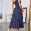 New Summer Fashion Women's One-shoulder Pleated Layered Hem Split Dress