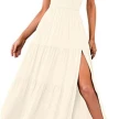 New Summer Fashion Women's One-shoulder Pleated Layered Hem Split Dress
