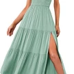 New Summer Fashion Women's One-shoulder Pleated Layered Hem Split Dress