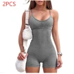 Spaghetti Strap Shorts Jumpsuit Sports Yoga Workout Tight Romper Women Fashion Fitness Sportwear