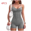Spaghetti Strap Shorts Jumpsuit Sports Yoga Workout Tight Romper Women Fashion Fitness Sportwear