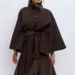 Winter High Neck Batwing Sleeve Coat With Belt Fashion Loose Elegant Button Top Trench Coat For Women Clothing