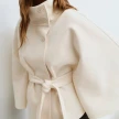 Winter High Neck Batwing Sleeve Coat With Belt Fashion Loose Elegant Button Top Trench Coat For Women Clothing