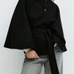 Winter High Neck Batwing Sleeve Coat With Belt Fashion Loose Elegant Button Top Trench Coat For Women Clothing