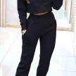 Stand Collar Sports Suit Fashion Pullover Long-sleeves Short Top And Slim Trousers With Pockets Solid Outfits Women's Clothing