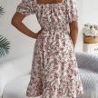 Floral Print Square Collar Dress Summer Fashion Ruffles Dresses Women's Clothing