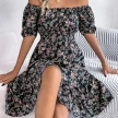 Floral Print Square Collar Dress Summer Fashion Ruffles Dresses Women's Clothing