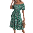 Floral Print Square Collar Dress Summer Fashion Ruffles Dresses Women's Clothing