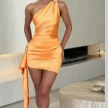 One-shoulder Sleeveless Mini Dress Sexy Slim Backless Skirt Party Wedding Dresses Womens Clothing