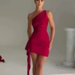One-shoulder Sleeveless Mini Dress Sexy Slim Backless Skirt Party Wedding Dresses Womens Clothing