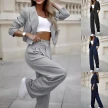 Women's Spring Fashion Striped Suits Casual Lapel Long Sleeve Cropped Top And Straight Pants Outfits Women's Clothing