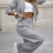 Women's Spring Fashion Striped Suits Casual Lapel Long Sleeve Cropped Top And Straight Pants Outfits Women's Clothing