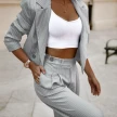 Women's Spring Fashion Striped Suits Casual Lapel Long Sleeve Cropped Top And Straight Pants Outfits Women's Clothing