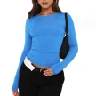 Women's Clothing Fashion Slim Long-sleeved Pullovers Tops Solid Causal Fit Shirts