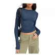 Women's Clothing Fashion Slim Long-sleeved Pullovers Tops Solid Causal Fit Shirts