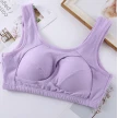 Plus Size Women Bra Ladies Cotton Quake-Proof Underwear Sleep Tops No Buckles Non Wire Lingerie With Removable Padded