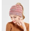 Mixed Color Knitted Wool Hat Ladies Non-labeled Ponytail Hat