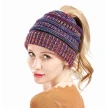 Mixed Color Knitted Wool Hat Ladies Non-labeled Ponytail Hat