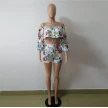 European and American sexy digital printing pile sleeves two-piece