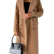 Double Breasted Lapel Coat Winter Fashion Solid Slim Long Jacket Long Sleeve Tops Womens Clothing