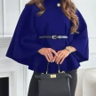 New Stand Collar Batwing Sleeves Cloak Top With Belt Ins Fashion Temperament Jacket Woolen Sweater Outwear For Women Clothing
