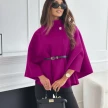 New Stand Collar Batwing Sleeves Cloak Top With Belt Ins Fashion Temperament Jacket Woolen Sweater Outwear For Women Clothing