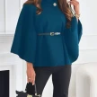 New Stand Collar Batwing Sleeves Cloak Top With Belt Ins Fashion Temperament Jacket Woolen Sweater Outwear For Women Clothing