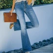 High Waist Bell Bottom Jeans Trendy Wear Washed Out Street Style Women's Denim Pants