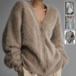 Loose V-neck Button Cardigan Fall Winter Fashion Single Breasted Knitted Sweater Top Women's Clothing