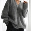 Loose V-neck Button Cardigan Fall Winter Fashion Single Breasted Knitted Sweater Top Women's Clothing